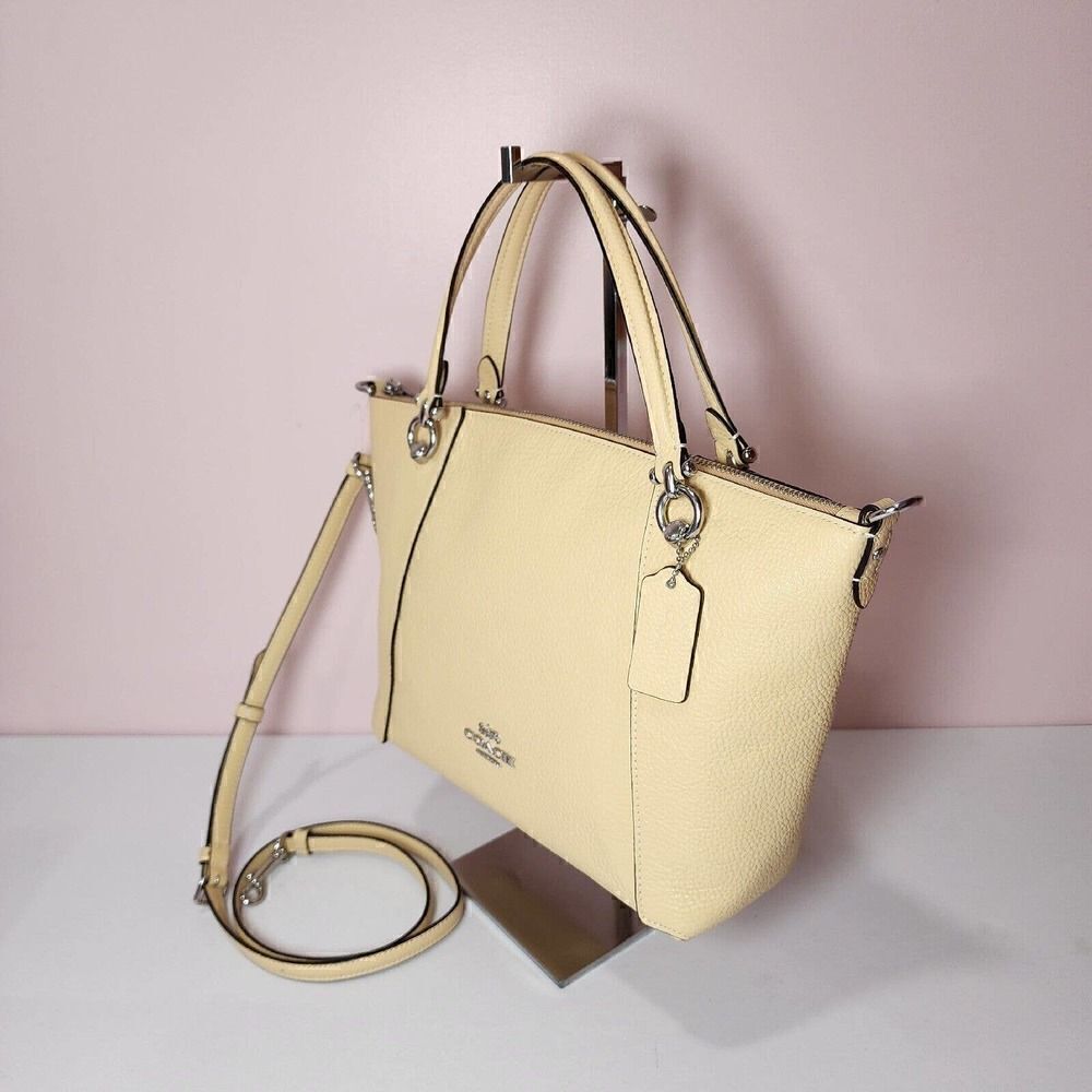 NWT COACH C6229 Kacey Satchel Pebble Leather Shoulder Bag Silver/Vanilla - Picture 2 of 8